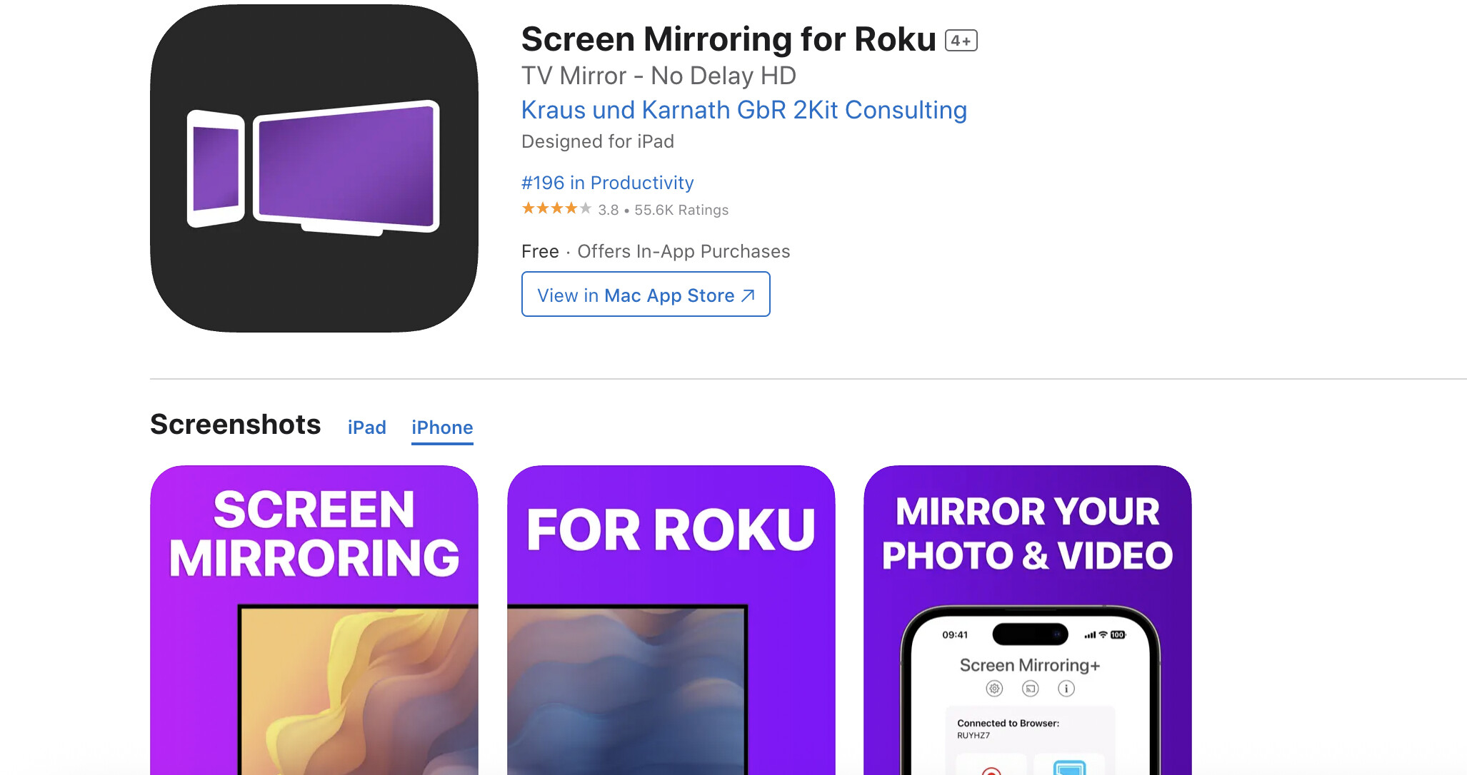 Screen Mirroring for Roku