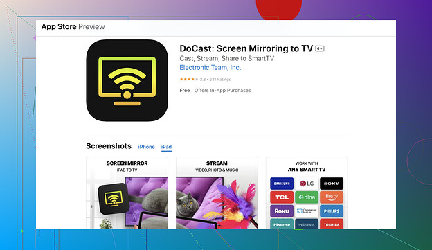 Casting from iPad AirPlay or DoCast App